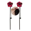 Trendy Red Green Poppy Flower Black Long Line Bar alloy