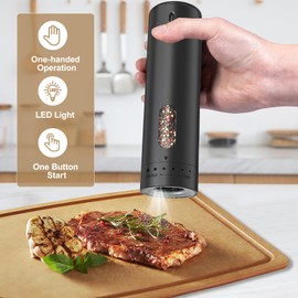 Macina pepe e sale elettrico, 110ml macina sale pepe USB ricaricabile, macina spezie con 5 livelli di regolazione dell'ingranaggio esterno con finestra di visualizzazione