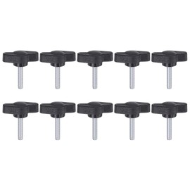 HARFINGTON 10pcs Tee Wing Knobs Thumb Screws M4 x 20mm Standard Male Thread Plastic T/Z Knobs Adjustable Handles Hand Clamping Knobs Grip Thumbscrew, Black