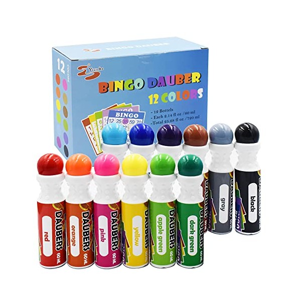 Yuanhe Bingo Daubers Dot Markers Mixed Colors Set of 12