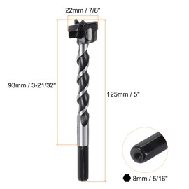 sourcing map 2 PCS Forstner Drill Bit 22mm (7/8") Dia 125mm (5") Long YG8/C1 Tungsten Carbide Twist Wood Forstner Bits Hole Saw Auger Opener Cutter for Woodworking Drilling