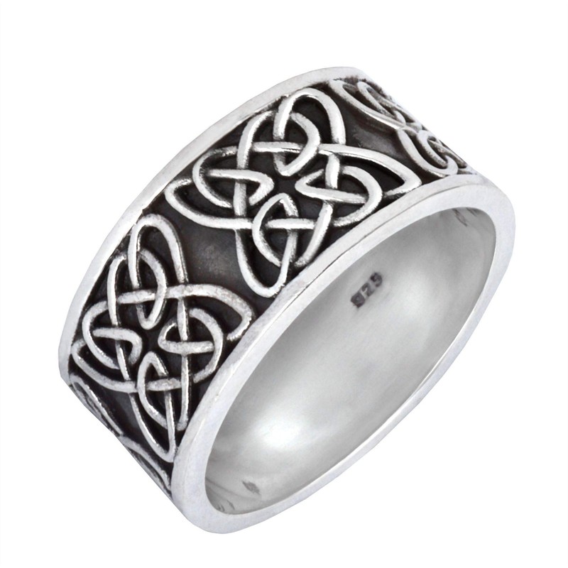 Silverly Men's Women's 925 Sterling Silver Chunky Celtic Knot Pattern
