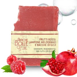 Antiche Bolle - Natural solid soap with olive oil, pomegranate and goji berries - Moisturising, regenerating and antioxidant for all skin types - 100 g