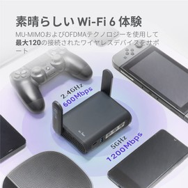 GL.iNet GL-AXT1800(Slate AX) WiFi Router WiFi6 Wireless LAN VPN Travel Dual-band 11 b/g/n/ac/ax 1201Mbps (5GHz) + 574Mbps (2.4GHz) OpenVPN & WireGuard Compatible Japanese Setup Screen