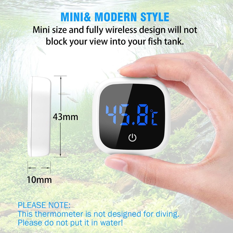 Aquarium Thermometer, Mini Aquarium Thermometer Digital, LED Display, High Precision