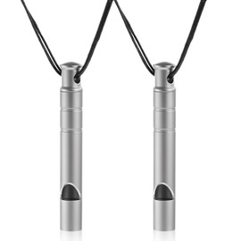 2Pcs Titanium Whistle Emergency, 120DB Titanium Whistle with Lanyard for Hiking, Camping, and Emergencies
