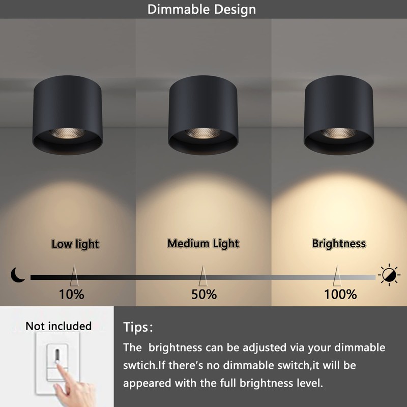 ilucezzo Flush Mount Ceiling Light, 20W LED Dimmable 5.9" Cylinder