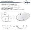 KDKSC Undermount Bathroom Sink 20.5"x15.4" Oval Undermount Sink White Ceramic