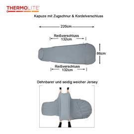 BROWINT Thermolite Sleeping Bag Liner with 2 Zips, Mummy with Hood & Rectangle for Camping; Sleeping Bag for Adults for Hotel, Pillow Pockek; Stretch Thermal Liner for Cold Weather