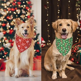 ADOGGYGO 4 Pack Dog Bandana Christmas Dog Scarf Bibs Kerchief Set Dog Christmas Costume Xmas Holiday Bandanas for Large X-Large Dogs Pets (X-Large, Red&Green)
