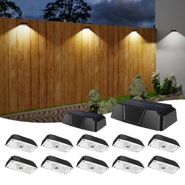 Solar Powered Color Changing LED Light Waterproof Outdoor 10 Modes RGB Warm White Cool White ABS Solar Panel 5V 100MA Lithium Battery 3.7V 14500 600MAH IP44 for Garden Patio Deck 30 Hours Runtime(12P)