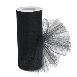 Ribreeze Black Tulle Fabric Roll - 6 Inch X 25 Yards Tulle Ribbon for Gift Wrapping DIY Crafts Party Decorations and Making Ponchos and More