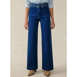 Astylish Womens Pull On Jeans High Waisted Wide Leg Baggy Jean for Women Stretch Double Buttoned Tummy Control 2025 Trendy Loose Denim Pants Size 10 Bluing