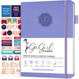 GoGirl Planner and Organizer for Women – Compact Size Weekly Planner, Goals Journal & Agenda to Improve Time Management, Productivity & Live Happier. Undated – Start Anytime, Lasts 1 Year – Lavender