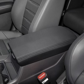 INTGET for 2023 2024 2025 2026 Honda CRV Center Console Cover Leather Middle Armrest Cover Center Console Lid Protector for 2026 HondaCRV Accessories (Black Stitches,2023+)