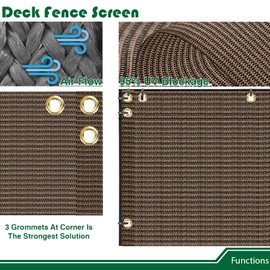 Goleray 2.5'x49' Balcony Privacy Screen Fence Panels Outdoor Deck Shade Fencing, Apartments Railing Cover UV Protection Outside Screen for Patio Porch, Brown