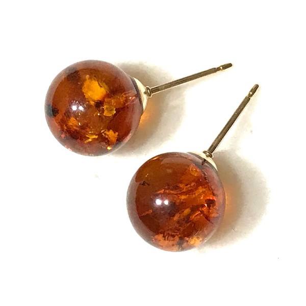 10mm Pressed Baltic Amber NOS Vintage Round Ball Sphere Globe