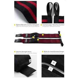 Fitgriff® Muñequeras + correas de elevación (paquete) - Correas de muñeca para levantamiento de pesas, gimnasio, entrenamiento de fuerza, fitness, par