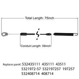 YGQ 532435111 Deck Engagement Clutch Cable 197257 for Craftsman YT3000 YT4000 YTS 4000 3000 DYS4500 DY4500 Lawn Mower 435111 408714