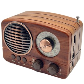 Portable Small Retro Vintage Radio with Bluetooth, Transistor Radio AM FM, Rechargeable Battery Operated, Support TF Card AUX USB MP3 Player