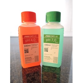 pH + KCl buffer solution, set 100 ml, pH4 + pH7 + KCl 3 mol, industrial quality, made in Germany
