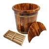 Wooden Foot Bath Tub with Massage Rollers & Lid -
