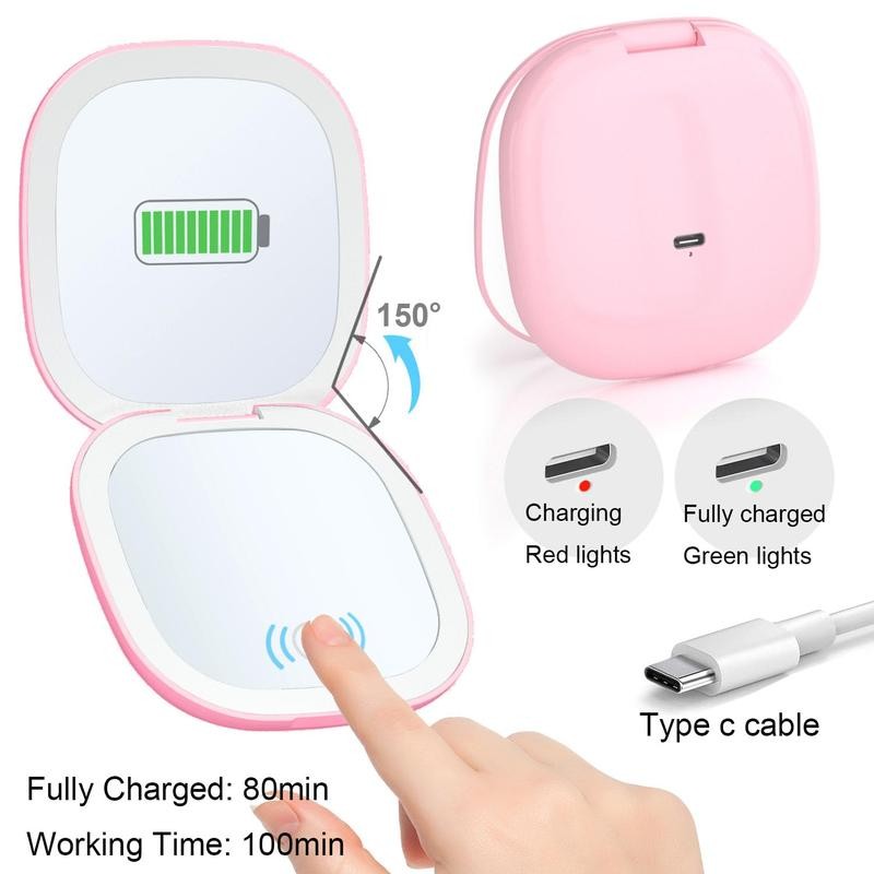 LED Compact Makeup Mirror, 4 Inches 1X/10X Magnification Travel Mirror