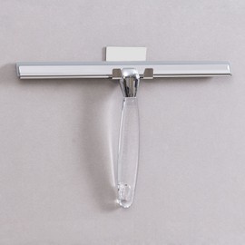 Ettori - Escobilla de ducha para puerta de vidrio, escobilla de goma para puerta de vidrio, baño, ventana y vidrio de coche, 12 pulgadas con mango acrílico transparente