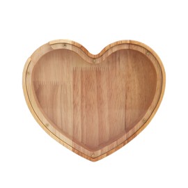 Heart Shaped Storage Box Transparent Acrylic Panel Wooden Display Case for Jewelry Coin Saving 20x18x3cm