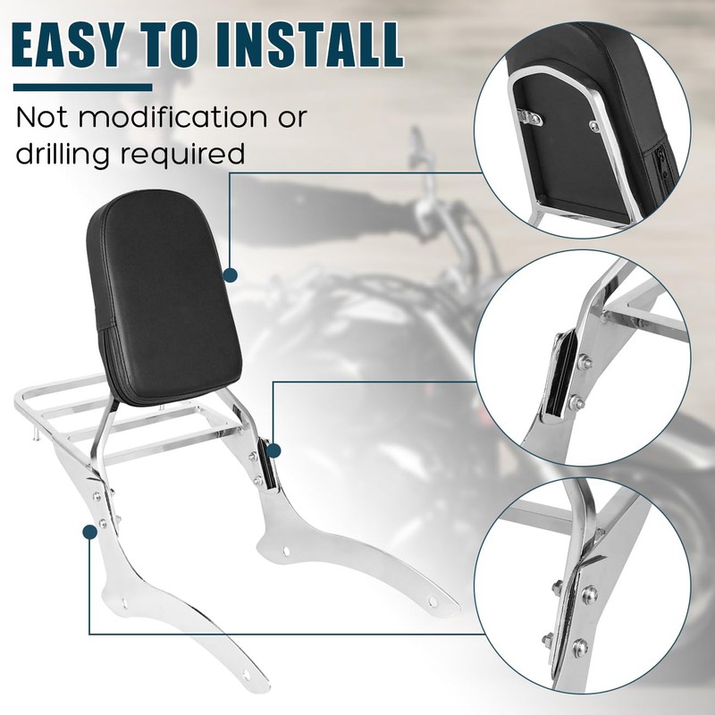 DSISIMO Motorcycle Rear Backrest Sissy Bar With Luggage Rack Compatible