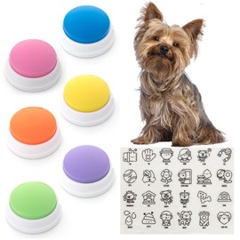 Pawsome Avenue Talking Buttons for Dogs - Dog Training Push Buttons -Talk Commands into 6 Speaking Buttons with 24 Command Stickers for Easily Training Dogs