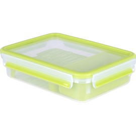 Emsa 518099 Clip & Go Brunchbox | 1,2 L | Mit Gittereinsatz und 2. Ebene | To Go | 100 % dicht | Frische Dichtung | Qualität Made In Germany, Grün