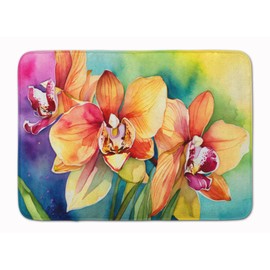 Caroline's Treasures Orchids in Watercolor Memory Foam Kitchen Mat Machine Washable Anti-Fatigue Mat Cushion Comfort Bath Mat or Kitchen Rug