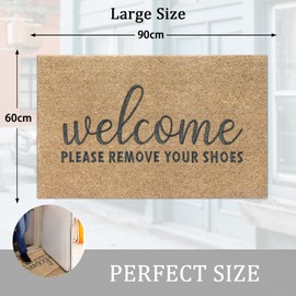AAZZKANG Please Remove Your Shoes Doormat Non Slip Large Welcome Outdoor Mats for Home Entrance Easy to Clean Front Door Mat for Indoor,Entryway,Outside,Inside 90x60cm