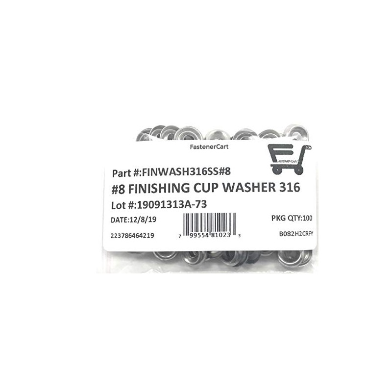 #8 Stainless Steel (316 Marine Grade Stainless) Finishing Washers Cup
