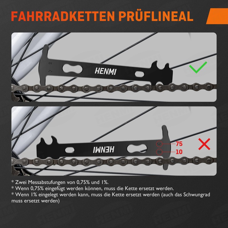 HENMI Chain Riveter Bicycle, Chain Pliers, Chain Gauge and 4