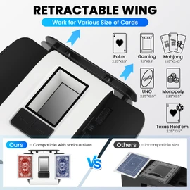 Automatic Card Shuffler for 1-2 Decks - Ultra-Quiet Rechargeable Shuffling Machine with 2-Second Shuffle, USB-C Charging & Universal Card Compatibility (Poker, UNO, Blackjack, Sleeved Cards
