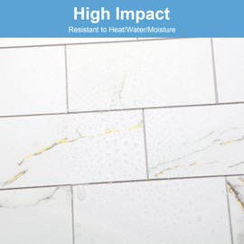 10-Pack Peel and Stick Tile Backsplash 12"X12" PVC Wall Tiles, Stick on Backsplash for Kitchen, Bathroom Tile, Fireplace Décor, Laundry Table, Stair Decals in Polished Carat Gold