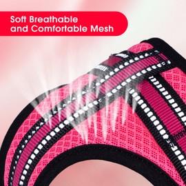 Wisedog Ajustable Mesh Breathable Dog Harness - Reflective Webbing, Lightweight No Pull Harness with 3 Fast-Release Buckles for Dogs Walking, Running and Outdoor Adventures, Pink M
