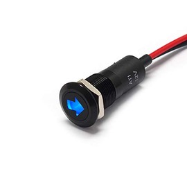 Alpinetech PLB12MS 12mm 1/2" 12V LED Metal Signal Indicator Pilot Dash Light (Single Arrow (Blue))
