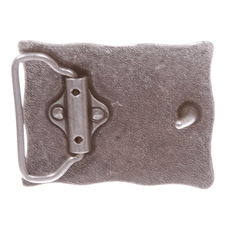 Hebilla de cinturón rectangular con diseño floral occidental, Plata de