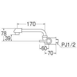 SANEI JA202DCK-13 Horizontal Faucet, Lever Handle, 90° Opening and Closing