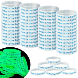 Unittype 100 Pcs Christian Silicone Bracelets Glow in The Dark Wristbands