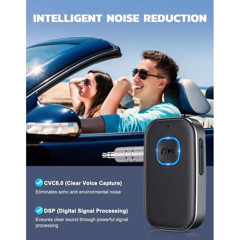 COMSOON Bluetooth Receiver for Car, Noise Cancelling 3.5mm AUX Bluetooth