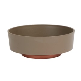 The HC Companies 6 Inch Round Plastic Succulent Capri Bowl 6"x6"x2.25" in Artisan Taupe with Copper Bottom Color