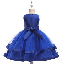 COMISARA 6M-9T - Vestido de niña de flores para niñas pequeñas, vestidos formales de fiesta, boda, Azul marino, 7-8 Años