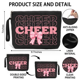 Haizct Cheer Makeup Bag With Zipper, Funny Travel Toiletry Bag Gifts for Cheer Lover Cheerleading Team Mom, Cheer Bag Accessories Thank You Gifts for Women Cheerleading Coach Cheerleading Teammate