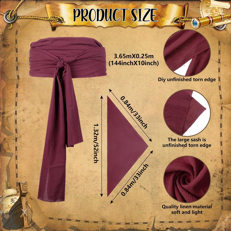 Boyiee Adult Pirate Costume Men Medieval Renaissance Shirt Pirate Bandana