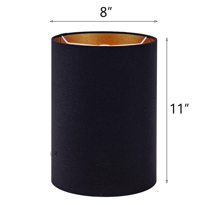 Wellmet BlackGold 8"x 8"x11" Lampshade, No Assembly Required, Classic Modern