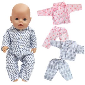 Doll Clothing 2-Piece Pyjamas Pink and Blue